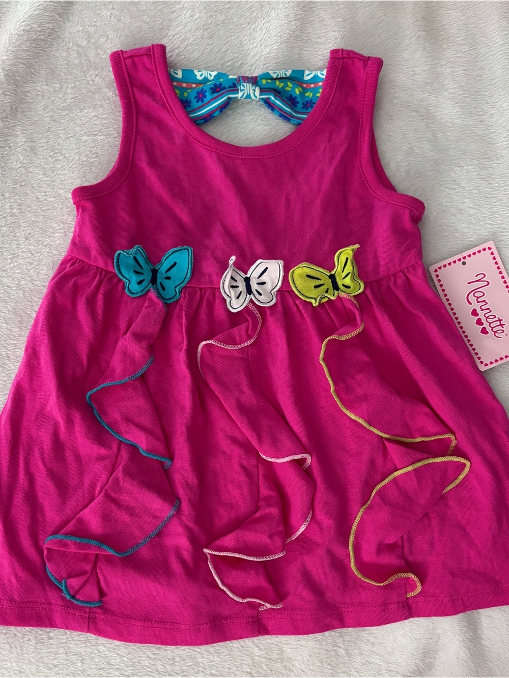 Nanette Hot Pink Butterfly Tank Dress for Girls